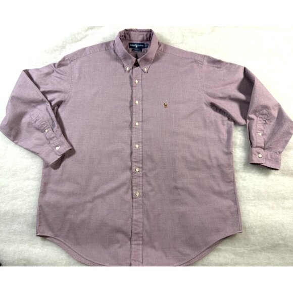 Ralph Lauren Yarmouth Oxford Shirt Mens 18 34/35 Red Micro Check Multicolor Pony - Picture 3 of 9